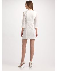 BCBGMAXAZRIA | White Three-quarter Sleeve Shift Dress | Lyst
