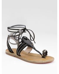 Christian Louboutin | Black Flat Gladiator Sandals | Lyst