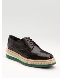 Prada | Black Tread Sole Oxfords | Lyst