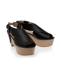3.1 Phillip Lim | Black Wooden Platform Sandals | Lyst