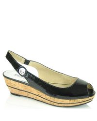 MICHAEL Michael Kors | Fulton - Black Patent Cork Wedge | Lyst