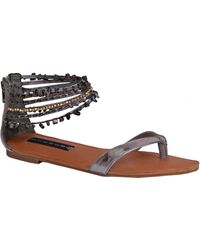 Steven by Steve Madden | Metallic Bianna flat sandal | Lyst