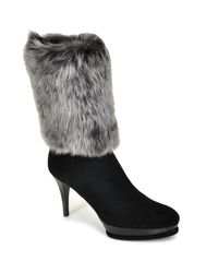 Stuart Weitzman | Black Suede Yetala Fur Trim Boots | Lyst