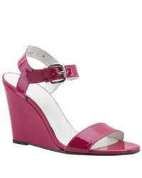 Stuart Weitzman | Purple Strut - Pink Patent Leather Wedge Sandal | Lyst