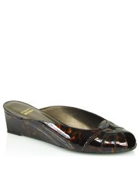Stuart Weitzman | Brown Route - Tortuga Patent Open Toe Wedge | Lyst