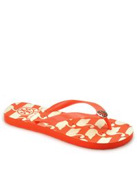 Tory Burch | Orange Rubber Flip Flops | Lyst
