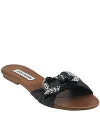 Steve Madden | Brennaa - Black Leather Flat Sandal | Lyst
