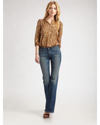 Tucker | Brown Leopard-print Silk Blouse | Lyst