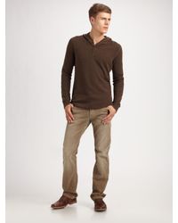 Vince | Brown Henley Hoodie for Men | Lyst