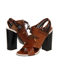 Proenza Schouler | Brown Lace-up Leather Slingback Sandals | Lyst
