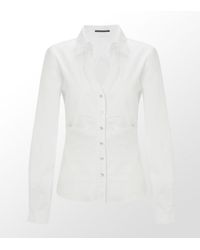 Elie Tahari | White Shellie Stretch-poplin Blouse | Lyst