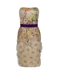 Carolina Herrera | Multicolor Strapless Floral Dress | Lyst
