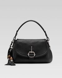 Gucci | Black Techno Horsebit Medium Shoulder-flap Hobo | Lyst