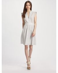 BCBGMAXAZRIA | Gray Micro-stripe Cotton/silk Dress | Lyst
