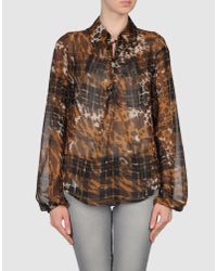 ESCADA | Brown Floral Tunic Blouse | Lyst