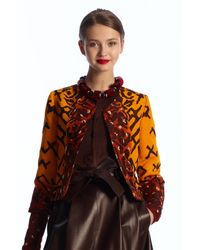 Oscar de la Renta | Brown Ombre Embroidered Jacket | Lyst