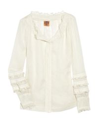Tory Burch | White Linnea Sheer Linen Top | Lyst