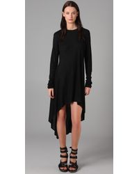 Alexander Wang | Black Drapey Rib Cascade Dress | Lyst