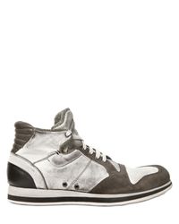 Alberto Fasciani | Gray Washed Calf and Suede High Sneakers | Lyst