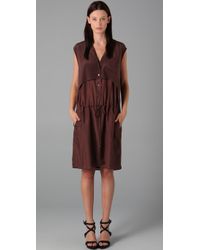 Alexander Wang | Brown Sleeveless Overlay Shirtdress in Mahogany | Lyst