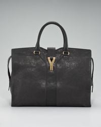 Saint Laurent | Black Cabas Chyc Satchel, Large | Lyst
