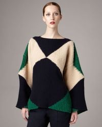 Stella McCartney | Blue Geometric-knit Raglan Sweater | Lyst