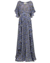Collette Dinnigan | Blue Ruffle Print Long Dress | Lyst