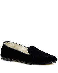 French Sole | Drama - Black Velvet Loafer Flat | Lyst