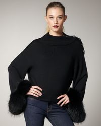 Alice + Olivia | Black Gilda Fur-cuff Sweater | Lyst