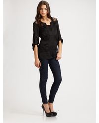 BCBGMAXAZRIA | Black Erid Lace-striped Tunic | Lyst