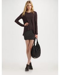 T By Alexander Wang | Brown Asymmetrical Hem Long Sleeve Tee | Lyst