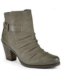 Paul Green | Gray Joellen - Grey Pleated Leather Bootie | Lyst