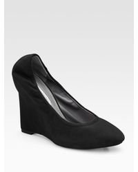 Vera Wang Lavender | Black Ella Suede Wedge Pumps | Lyst