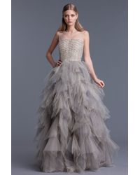 Oscar de la Renta | Natural Tulle Sleeveless Gown | Lyst