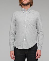 Band of Outsiders | Gray Grey Melange Plain Flannel Shirt for Men | Lyst