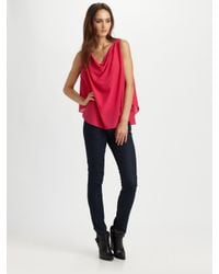 Alice + Olivia | Pink Lucy Silk Trapeze Top | Lyst
