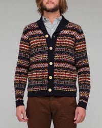 YMC | Blue Patterned Cardigan for Men | Lyst