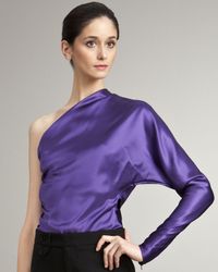 Lyst - Ralph Lauren Collection Single-sleeve Satin Blouse in Purple