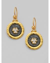 Gurhan | Metallic Pavé Diamond & 24k Yellow Gold Drop Earrings | Lyst