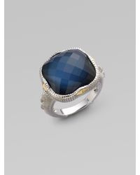 Judith Ripka | Blue Quartz & Hematite Doublet Cushion Stone Ring | Lyst