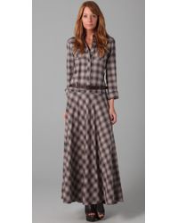 Lyst - L.A.M.B. Maxi Plaid Dress in Brown