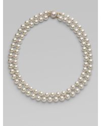 Majorica | 12mm White Round Pearl Two-row Necklace/18 | Lyst