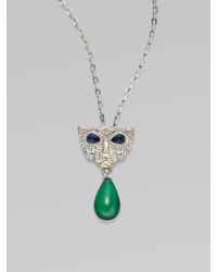 Oscar de la Renta | Metallic Pavé Panther Brooch Necklace | Lyst