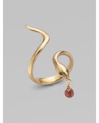 Padma | Metallic 10k Gold, Emerald & Garnet Snake Ring | Lyst