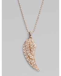 Sydney Evan | Metallic Diamond & 14k Rose Gold Wing Necklace | Lyst