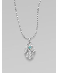 Sydney Evan | Diamond & 14k White Gold Hamsa Necklace | Lyst