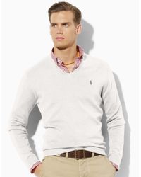 neck lauren ralph polo sweater cotton buff lyst