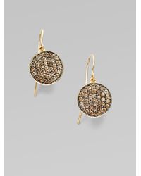Sydney Evan | Brown Diamond & 14k Yellow Gold Disc Earrings | Lyst