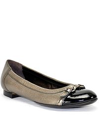Attilio Giusti Leombruni | Pewter Metallic Leather Buckle Ballet Flat | Lyst