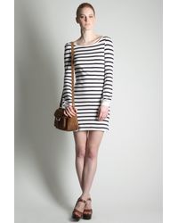 French Connection | Gray Scott Stripe Slash Neck Dress | Lyst